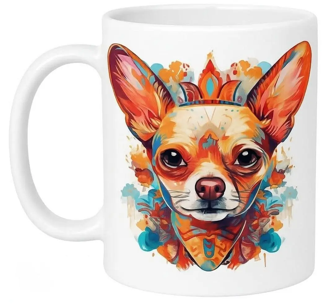 kubki z psami – kolekcja modern art & watercolor Artystyczny kubek z motywem psa - portret chihuahua