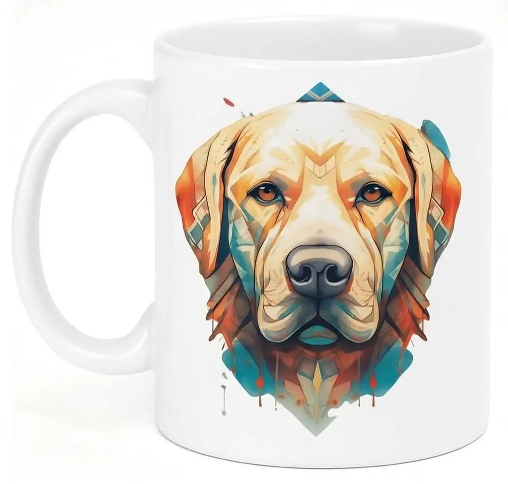 kubki z psami – kolekcja modern art & watercolor Artystyczny kubek z motywem psa - portret Labrador Retriver