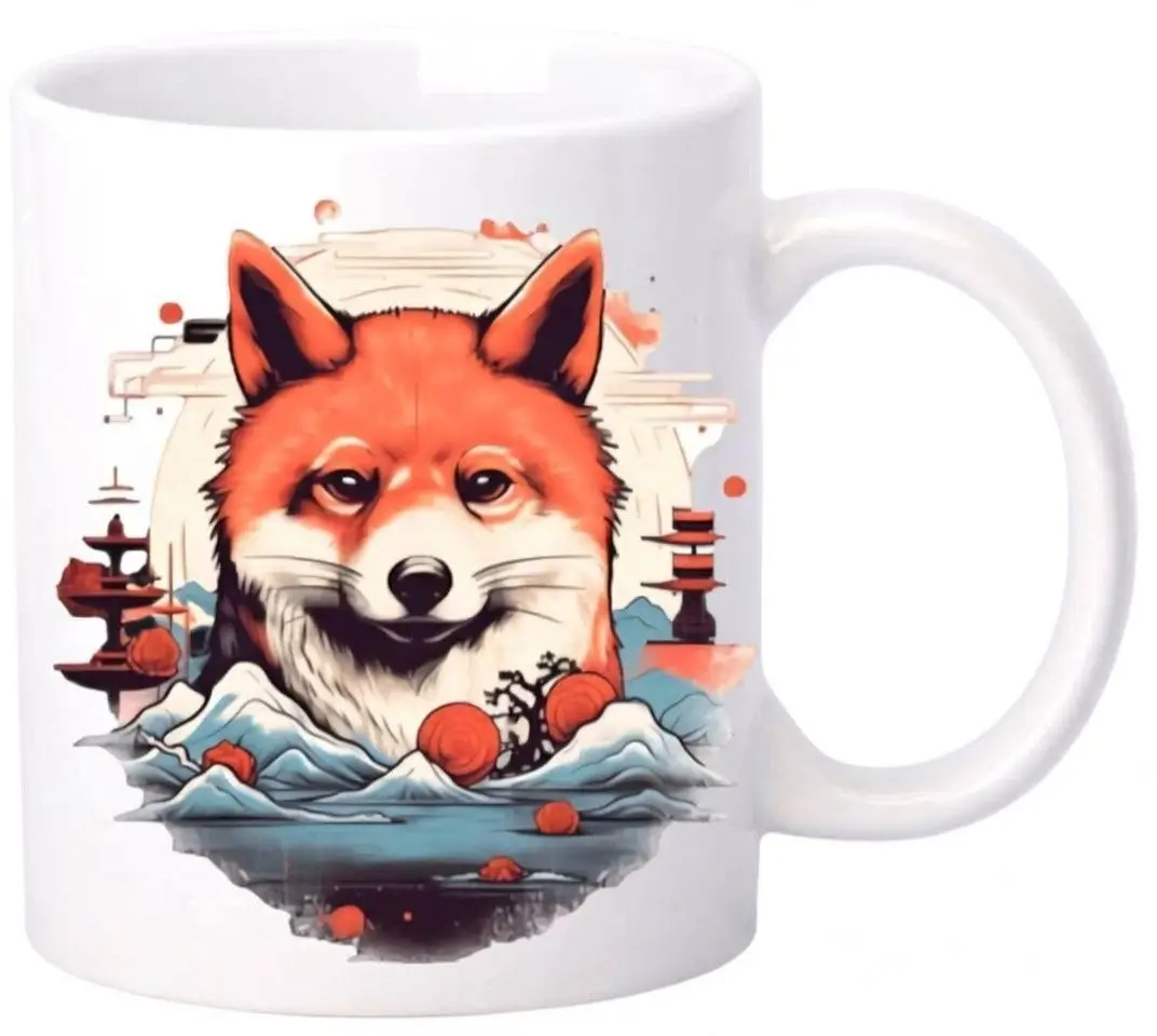 kubki z psami – kolekcja modern art & watercolor Artystyczny kubek z motywem psa - portret Shiba Inu